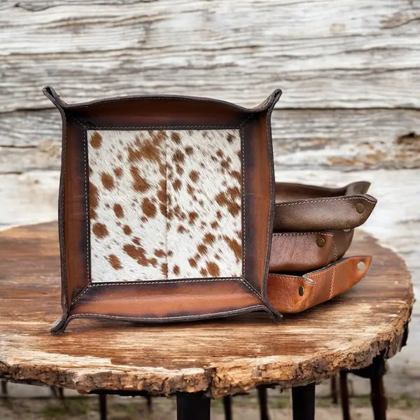 Square Cowhide Tray - Western Linen