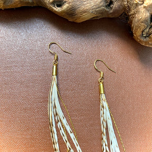 Mini Feather Ivory Grizzly & Gold Earrings - ASTALI