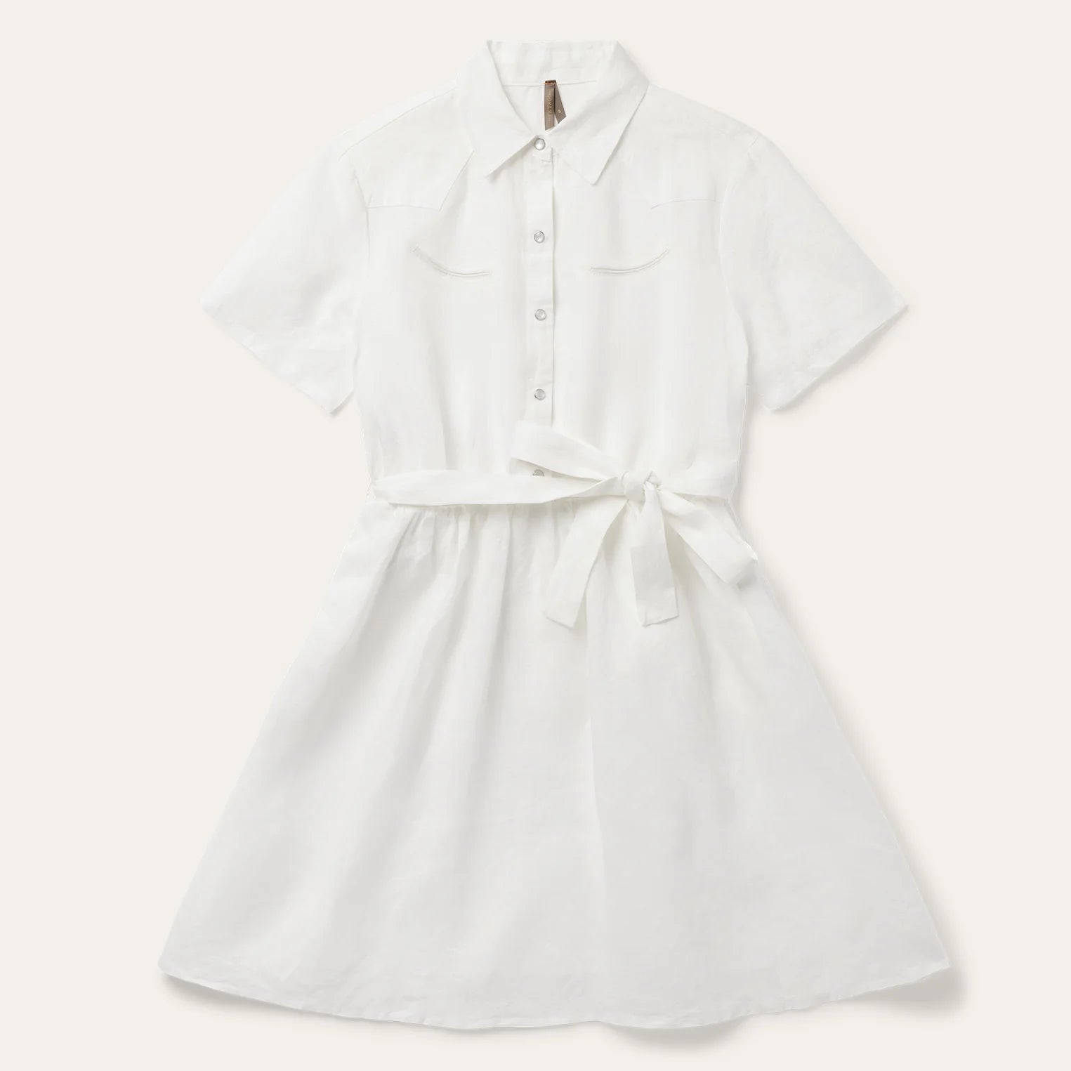 Tonal White Linen Dress - Stetson Tonal White Linen Dress - Stetson