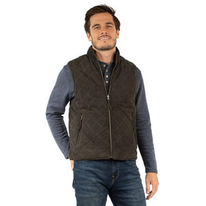 Men's Quilted Leather Vest- Scully