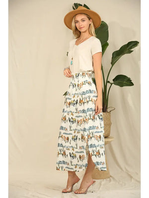 Horse Print Maxi Skirt - Avery