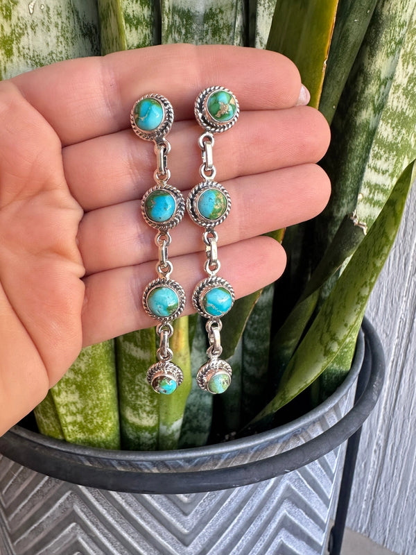 Sonoran Mountain Turquoise Dangle Earrings - Nizhoni Traders LLC