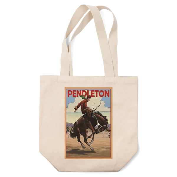 Tote Bag with Pendleton, OR Bucking Bronco - Lantern Press