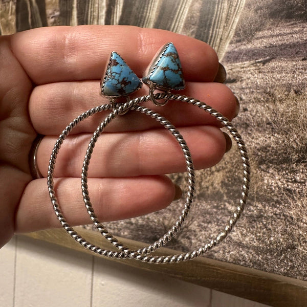 Golden Hills Turquoise Hoop Earrings - Nizhoni Traders LLC