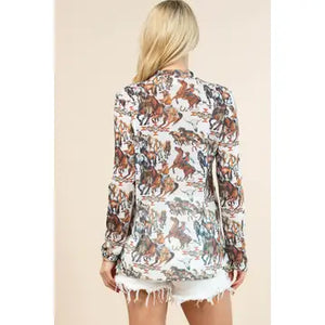Women's Running Horse Semi Sheer Top - Avery