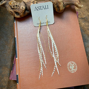 Mini Feather Ivory Grizzly & Gold Earrings - ASTALI
