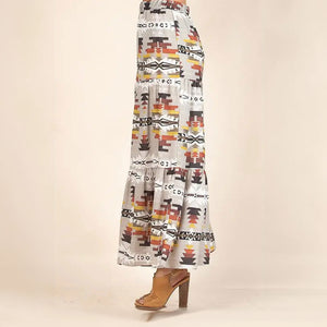 Magda Aztec Print Tiered Maxi Skirt - Avery