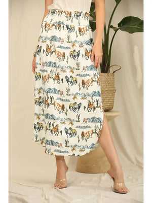Horse Print Maxi Skirt - Avery
