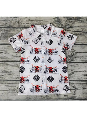 Toddlers Western Cow Button Up Shirt