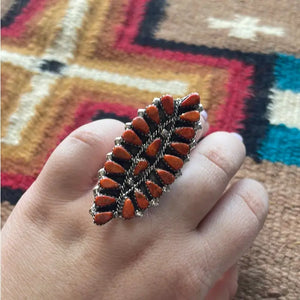 Orange Mojave Sterling Cluster Ring - Nizhoni Traders LLC