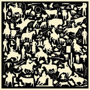 Black Cowboy Silhouette Silk scarf 34.5" - Wyoming Traders