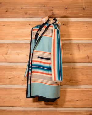 Handmade Wool Serape Turquoise Coat - Abalone Reigh