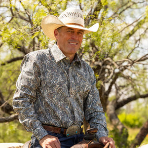 Men's Rough Stock Large Paisley Snap Shirt- Panhandle Slim