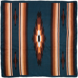 Aztec Teal/Tan Silk Scarf 34.5" - Wyoming Traders