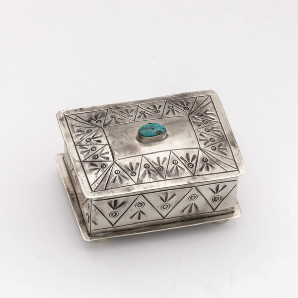 Square Stamped Box with Turquoise