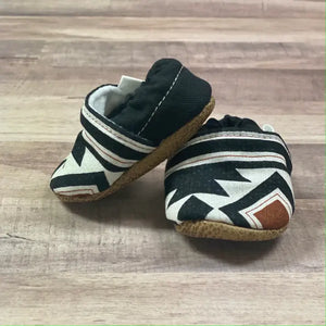 Infant Orange & Black Cotton Moccasins - Trendy Baby Mocc Shop