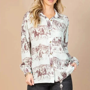 Women's Western Print Shirt - Avery