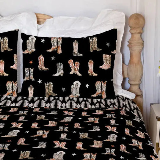 Thunderbird Boots Black King Quilt - Ida Mae Home