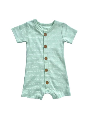 Organic Cotton Short Sleeve Romper - I Love You