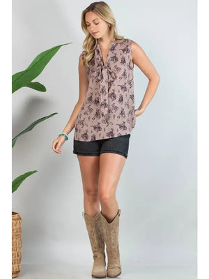 Bucking Horses Sleeveless Blouse - Avery