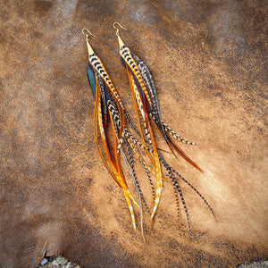 Cone Feather Earrings Cree Mix - ASTALI