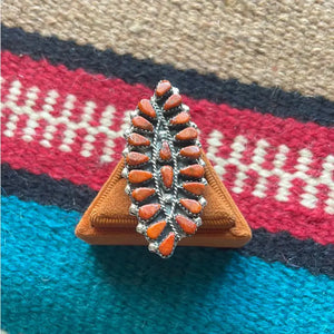 Orange Mojave Sterling Cluster Ring - Nizhoni Traders LLC