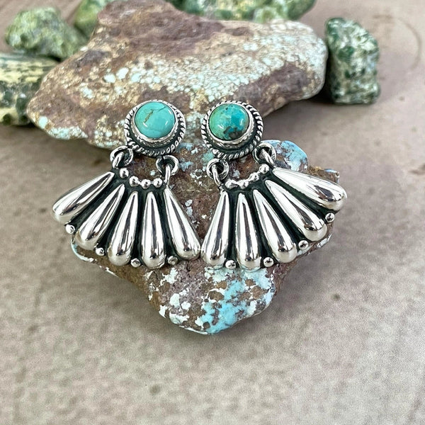 Kingman Turquoise Post Earrings- Nizhoni Traders LLC