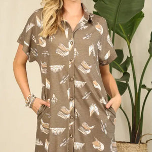Arielle Button Down Midi Dress - Avery