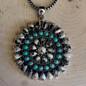 White Buffalo Turquoise Pendant - Nizhoni Traders LLC