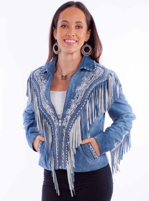 Ladies Sky Blue Leather Jacket - Scully