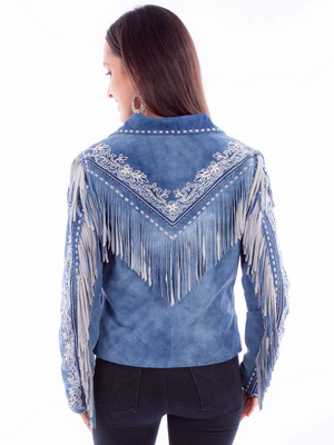 Ladies Sky Blue Leather Jacket - Scully