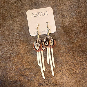 Leather & Pheasant Feather Earrings - ASTALI