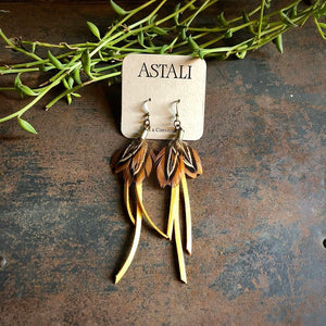 Leather & Pheasant Feather Earrings - ASTALI