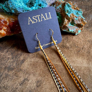 Mini Feather Earrings Fawn & Grizzly - ASTALI