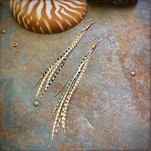 Mini Feather Black & Tan Earrings - ASTALI