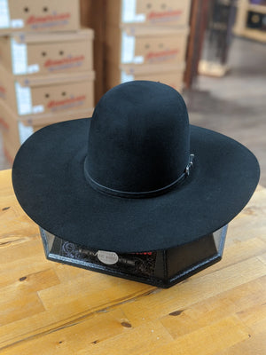 7X Black Open Crown Felt Hat - Rodeo King