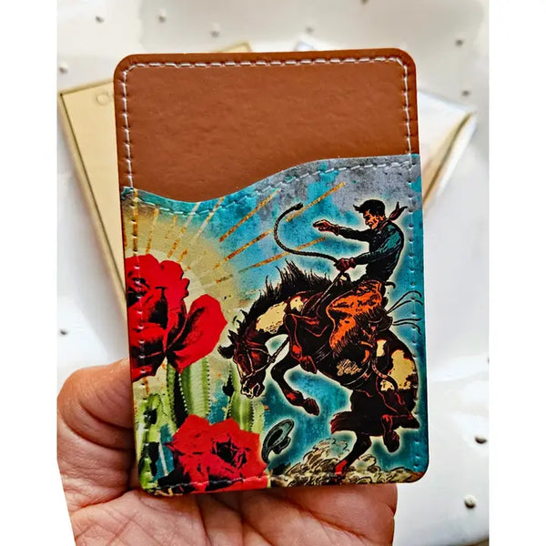 Cactus Rose Cowboy Phone Card Holder - Bungalow Blue Trading Co