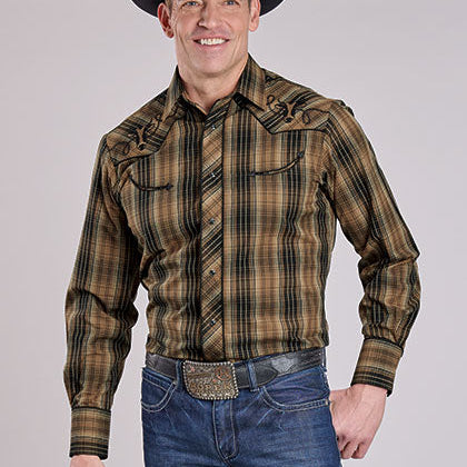 Men's Embroidered Plaid Snap Shirt - Roper