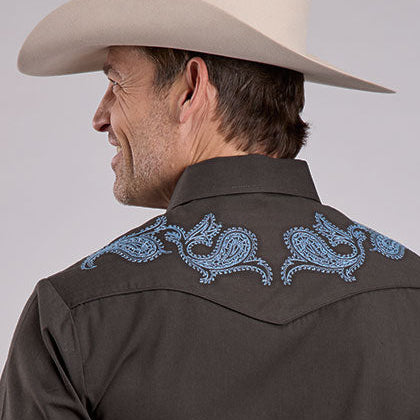 Men's Embroidered Solid Snap Shirt - Roper