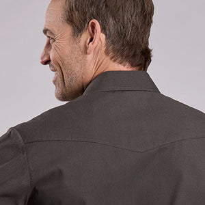 Men's Chocolate Solid Snap Shirt - Roper