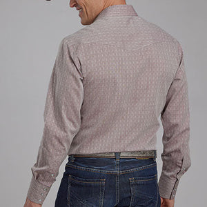 Men's Tone on Tone Dark Red Snap Shirt - Roper