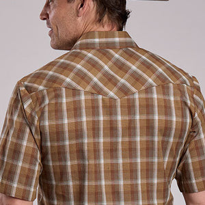 Men's Brown and Sage Plaid Shirt - Roper