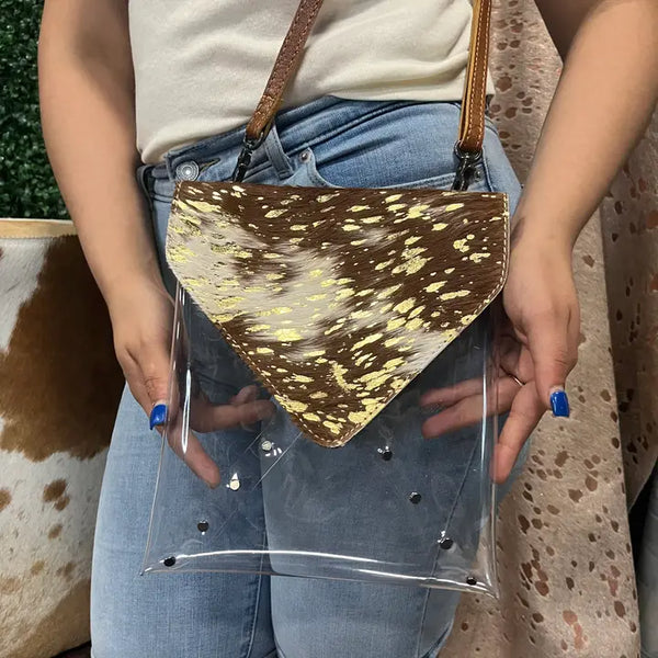 Cowhide Clear Crossbody - Western Linen