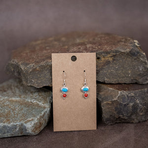 Navajo Turquoise Coral Earrings - Matt 925 Inc.