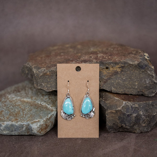 Navajo Turquoise with Flower Earrings - Matt 925 Inc.