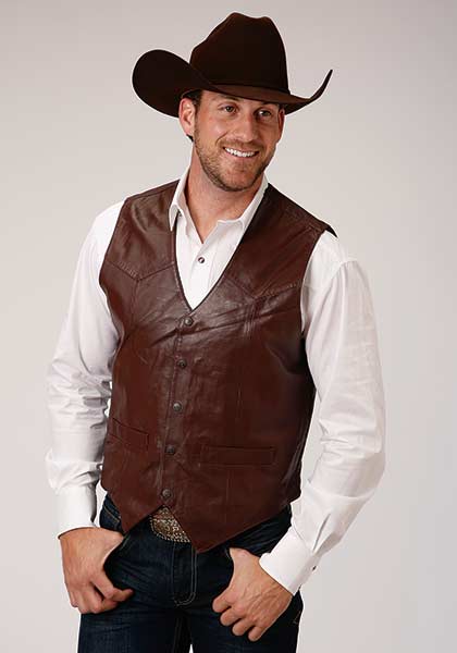 Men's Dark Brown Lamb Vest - Roper