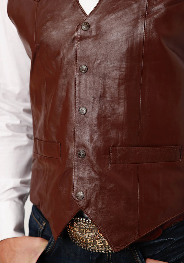 Dark Brown Lamb Nappa Vest - Roper