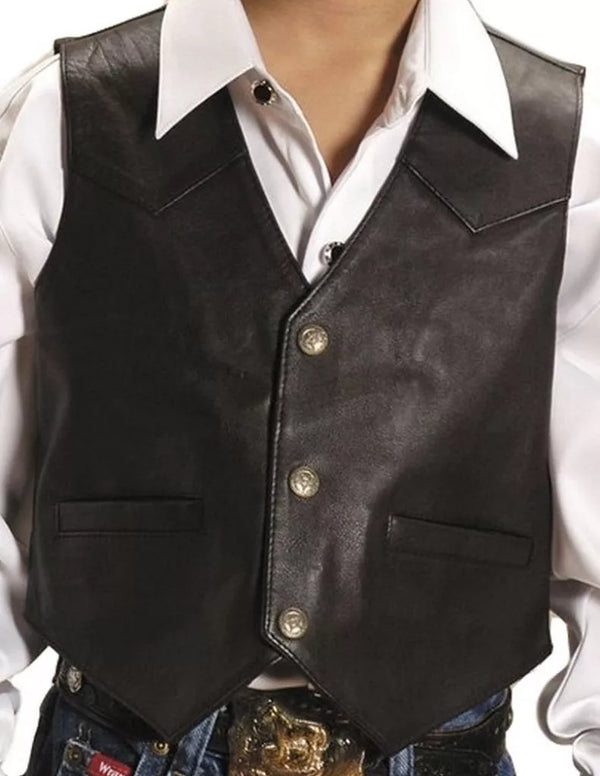 Kid's Dark Brown Lamb Nappa Vest - Roper