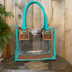 Turquoise Clear Stadium Bag - Western Linen