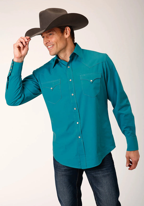 Men's Snap Deep Turquoise Shirt - Roper